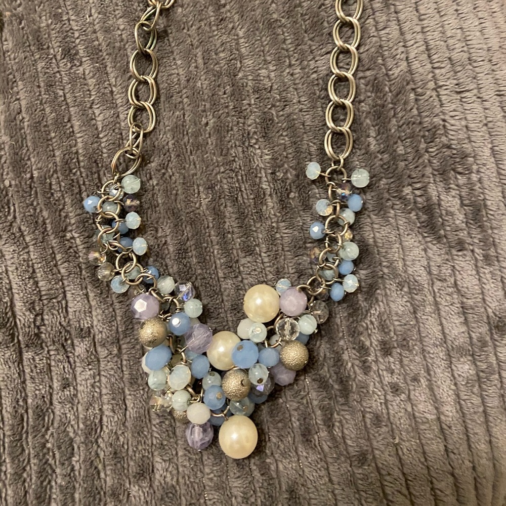 Blue beaded statement necklace